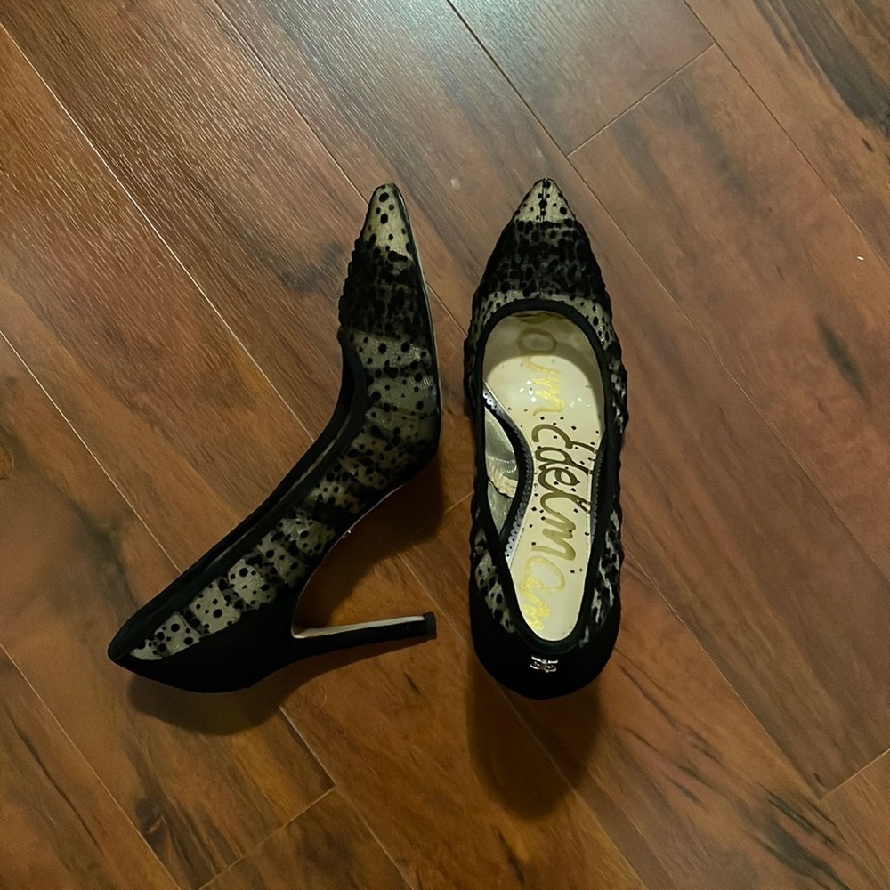 Sam Edelman Hazel Black Dot Tulle high heel, size 6.5